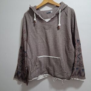 Earthbound Trading Co Boxy Oversized Hooded Sweatshirt Aztec Southwest Large